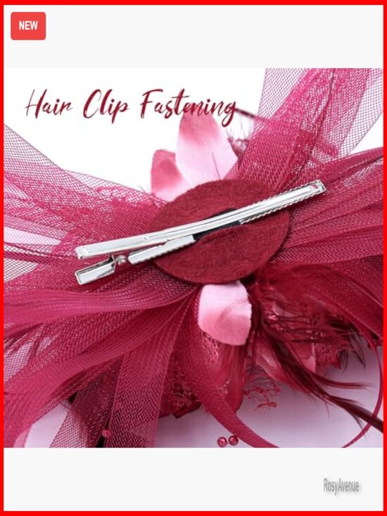 Women\'s Fascinator Hat with Feathers Mesh Headband Clip Tea Party Accessory main image 6